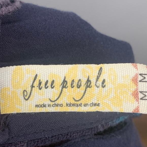 Free People Maribelle Mini Dress Womens Medium Blue Embroidered Sheer Neckline - Picture 6 of 10